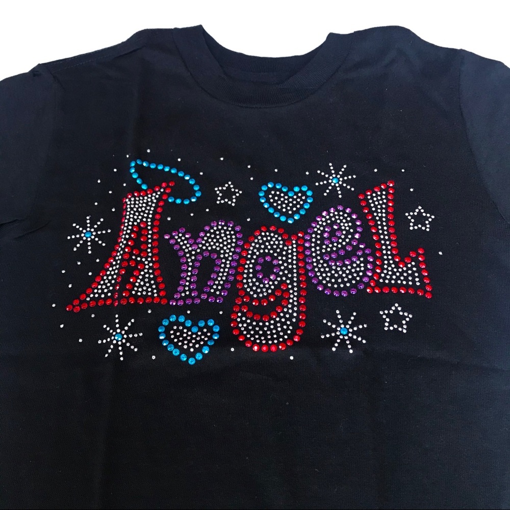 New BLING ANGEL kids tee in black.